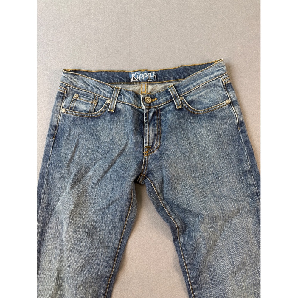 Kippys Womens Low Rise Straight Leg Jeans Medium Wash Blue Denim Size 27 USA